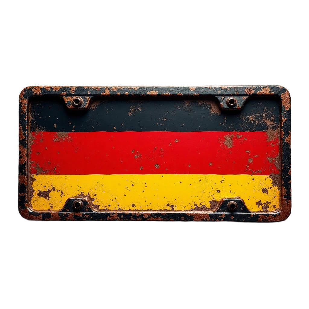 Rusty German Flag License Plate Frame